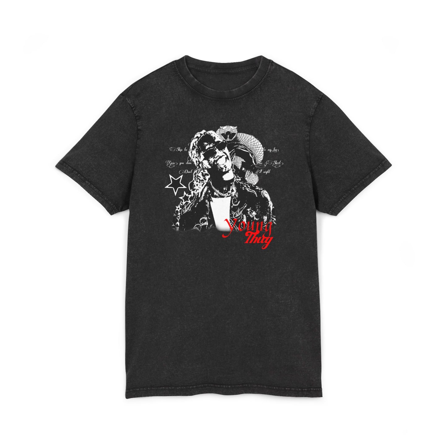 Young Thug YSL Acid Washed Round Neck Tee